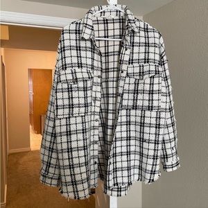 12th Tribe Rhythm Of The Night Tweed Plaid Shacket